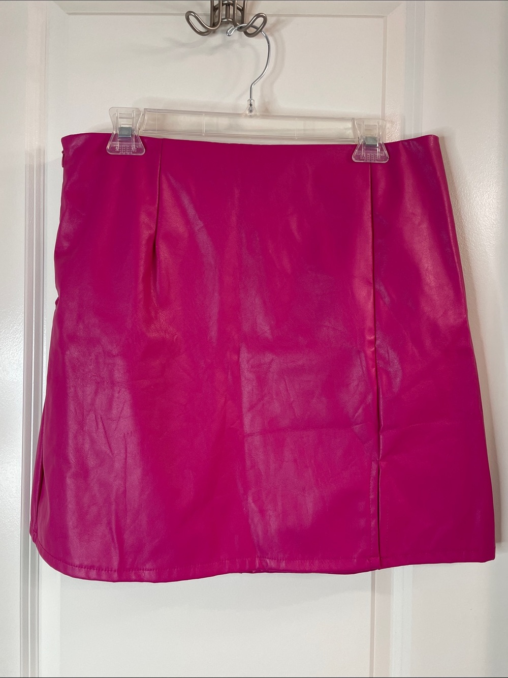 Fuchsia Faux-Leather Mini Skirt